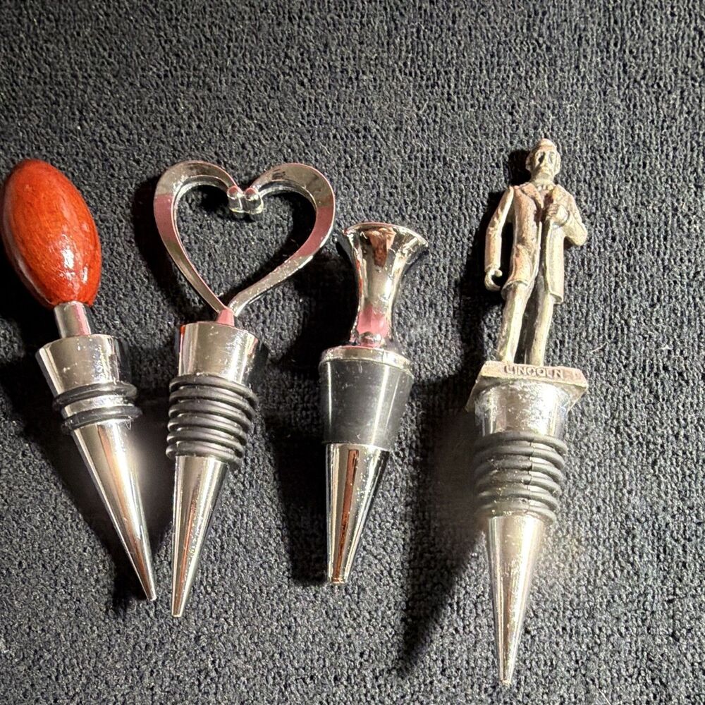 Lot of 4 Metal Bottle Stoppers